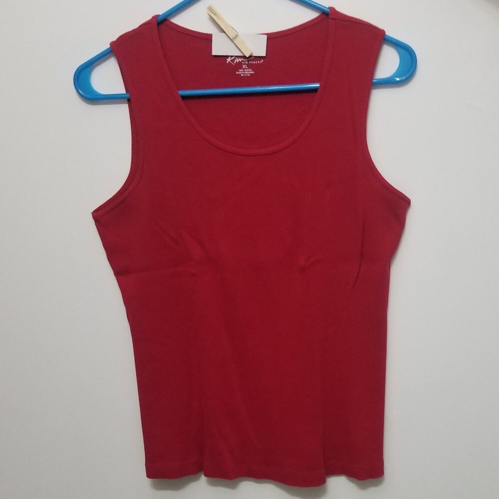 red cotton Kim Rogers XL tank top, with name written on